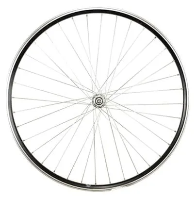 Roue vtc 28  av ecrou axe plein jante noir mach1 er10.moy miche magnum v-brake 36t