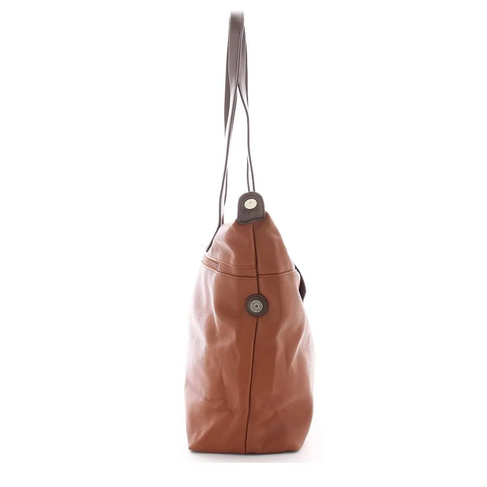 Sac Cabas A4 Mocca Similicuir avec Poche Enveloppe M2033H04