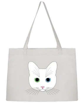 Sac Shopping Chat blanc yeux vert bleu par Finger L