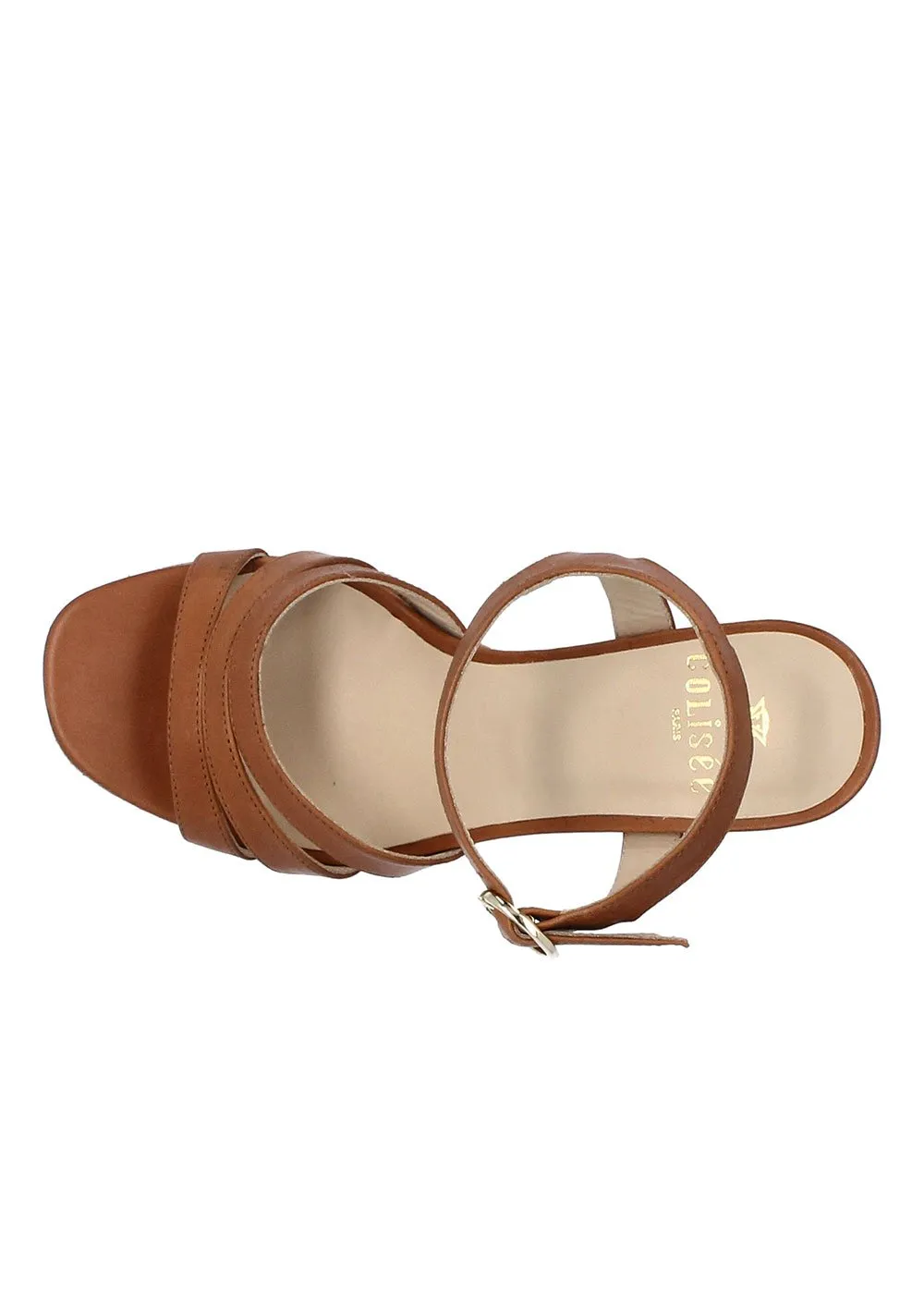 SANDALE PLATEAU AGATHE CUIR CAMEL