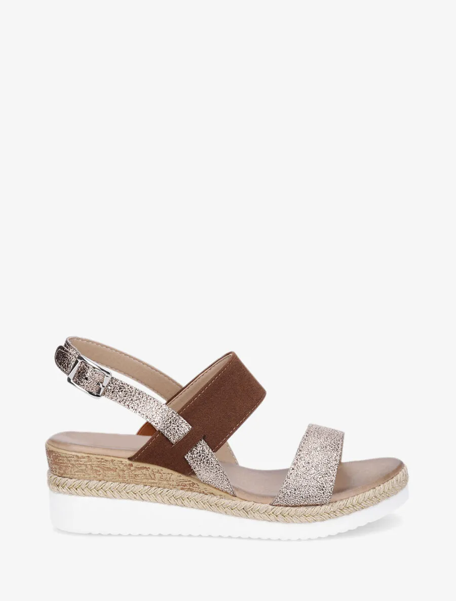 Sandales compensées à bride irisée - Marron
