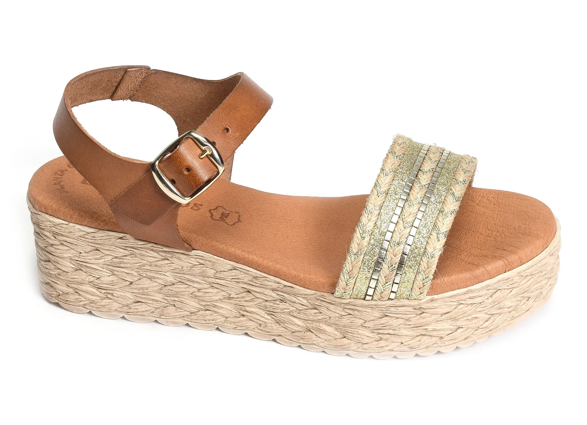 sandales compensees Eva frutos  795 camel or 
