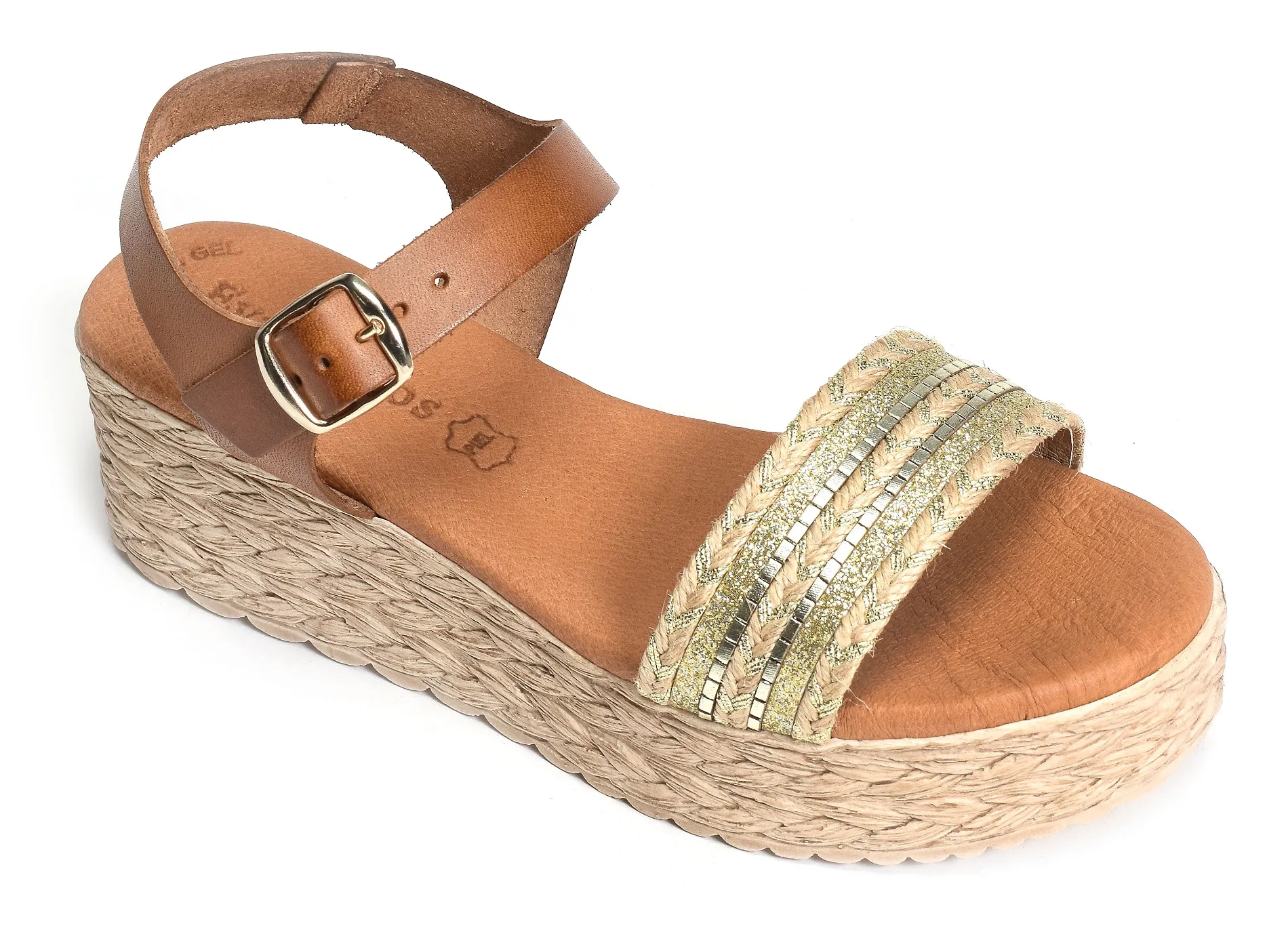 sandales compensees Eva frutos  795 camel or 