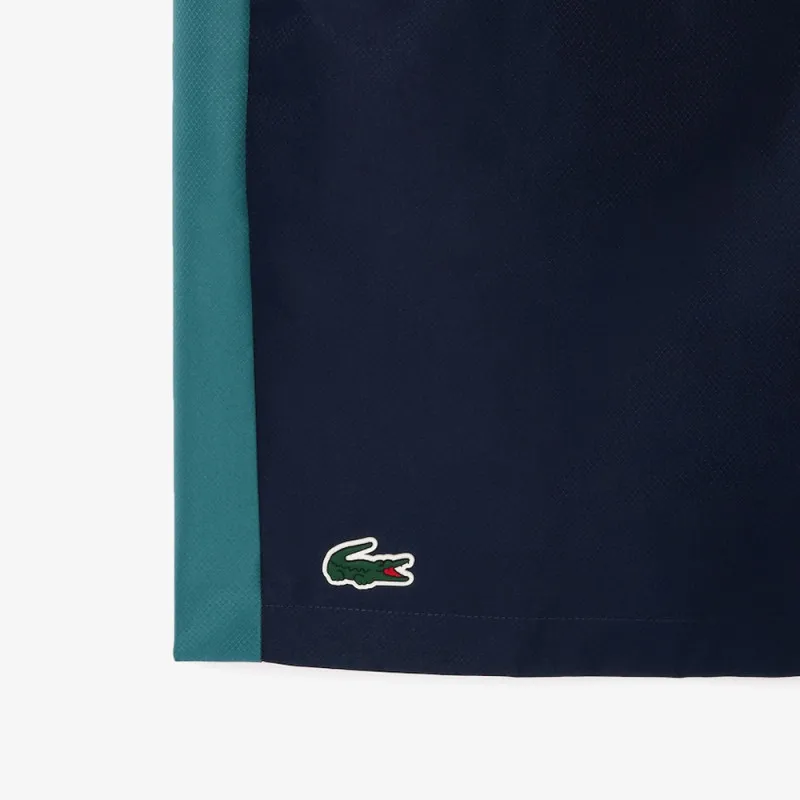 SHORT LACOSTE TENNIS SPORTSUIT COLOR-BLOCK BLEU MARINE BLEU ET ROSE