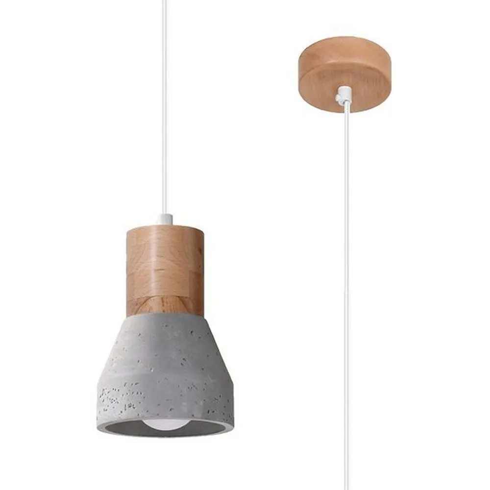 SOLLUX SL.0964 Suspension grise, bois naturel QUBIC