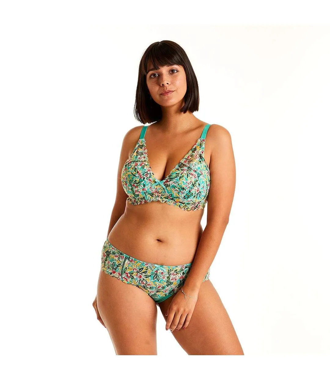 Soutien-gorge sans armatures coque souple turquoise/jaune Elena