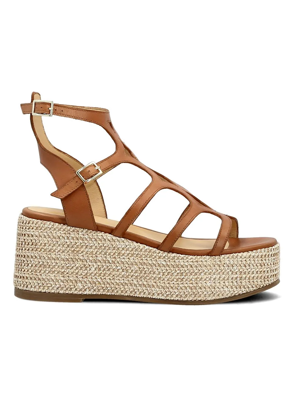 SPARTIATE TINA CUIR CAMEL
