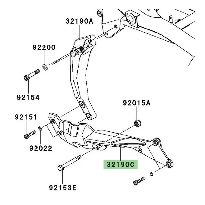 Support moteur arrière peint Kawasaki Z750R (2011-2012) | Moto Shop 35