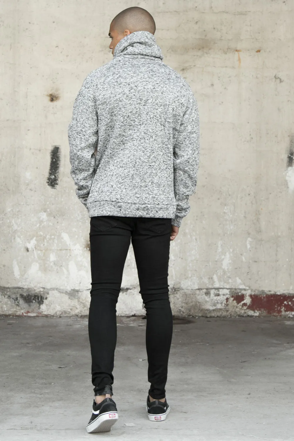 Sweat col montant chiné gris