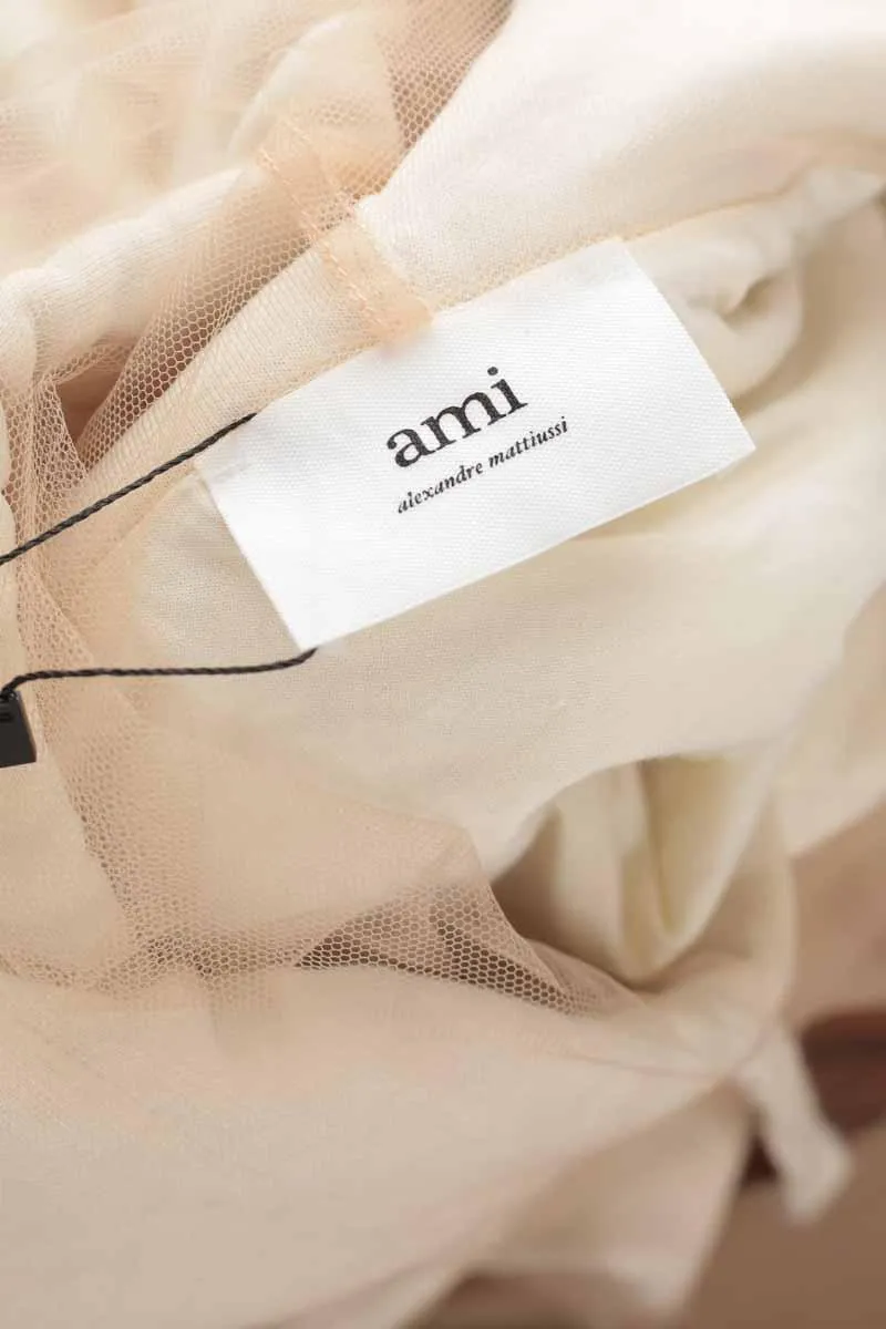 Sweatshirt Ami beige. Matière principale polyester. Taille 36.