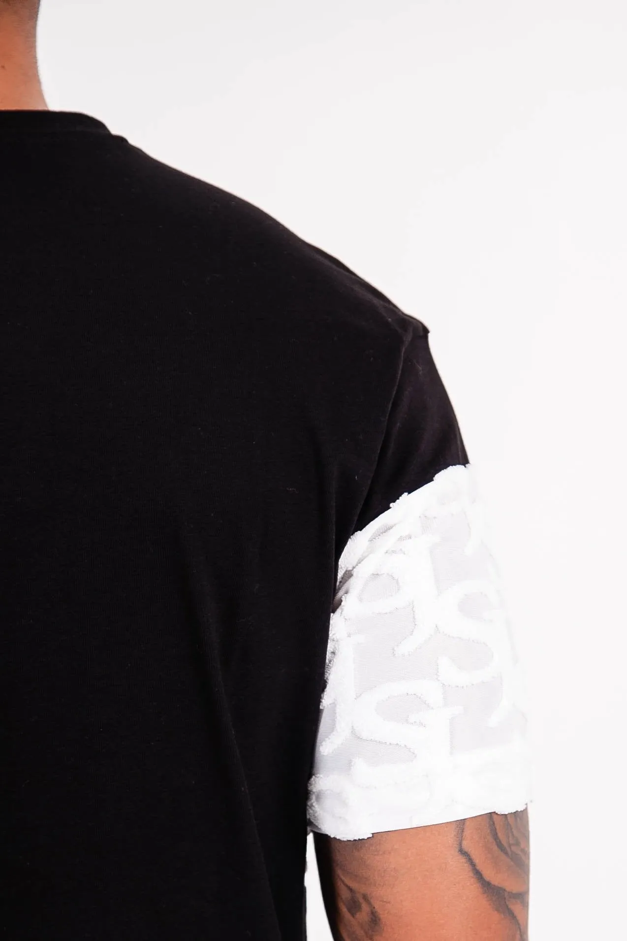 T-shirt bande monogramme tissée Noir