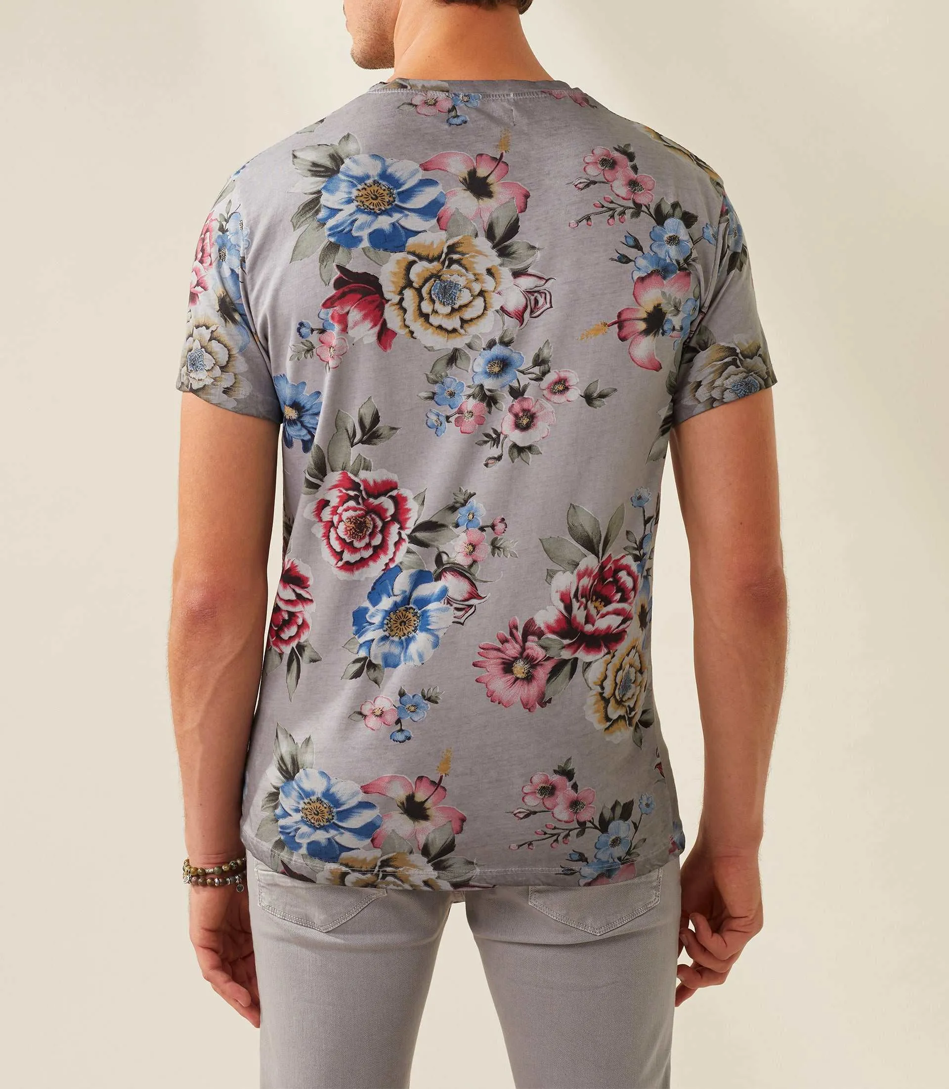 T shirt col rond imprime gris-clair Xuta
