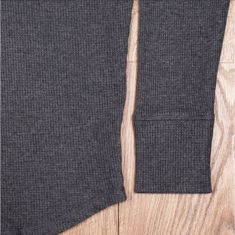 T-SHIRT HENLEY gaufré GRIS - 1936 WAFFLE SHIRT ROCKPORT GREY - PIKE BROTHERS