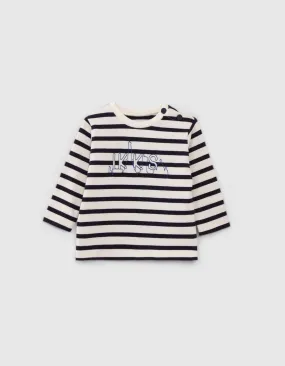 T-shirt marinière coton bio broderie IKKS bébé garçon