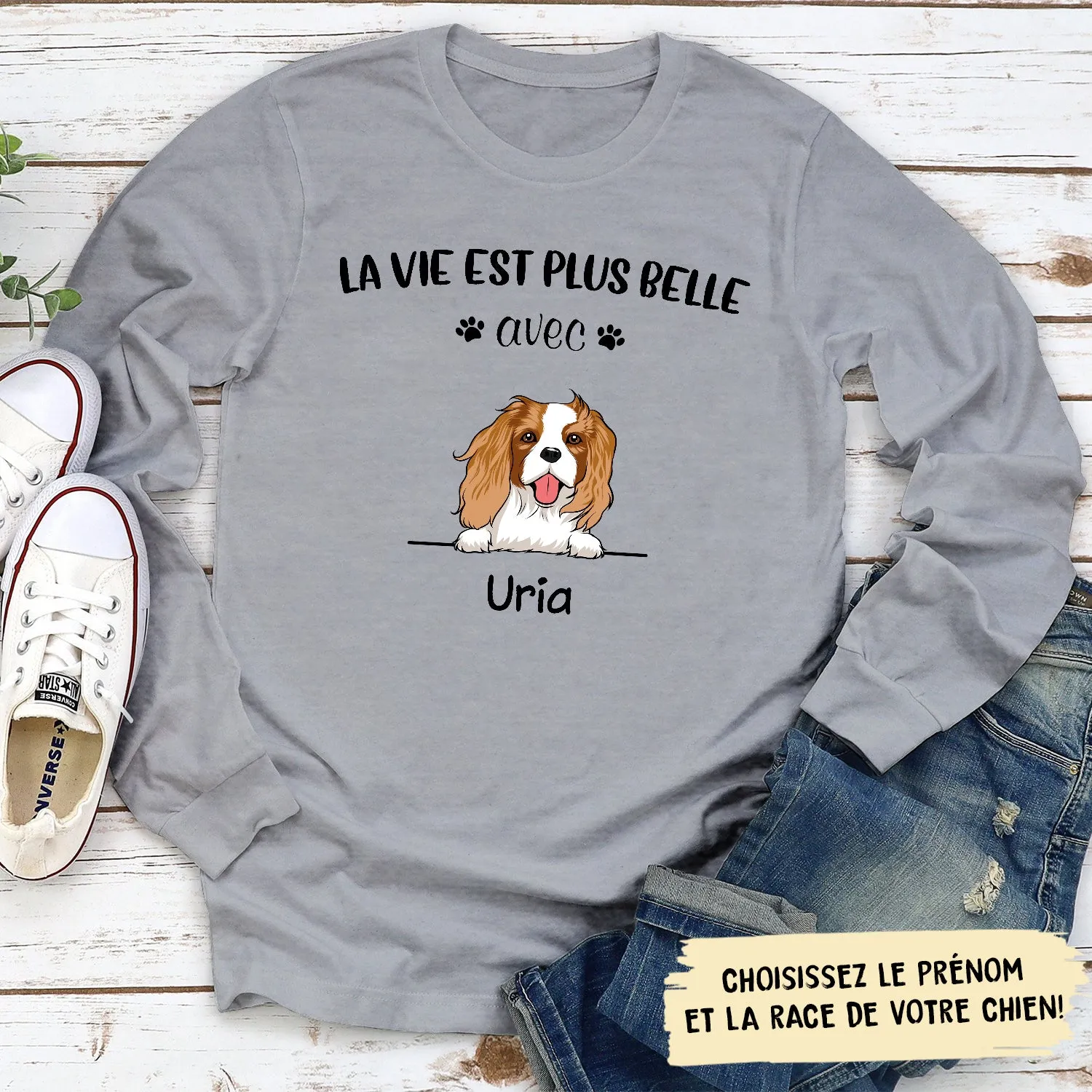 T-Shirt Personnalisé Manches Longues - La Vie Est Plus Belle