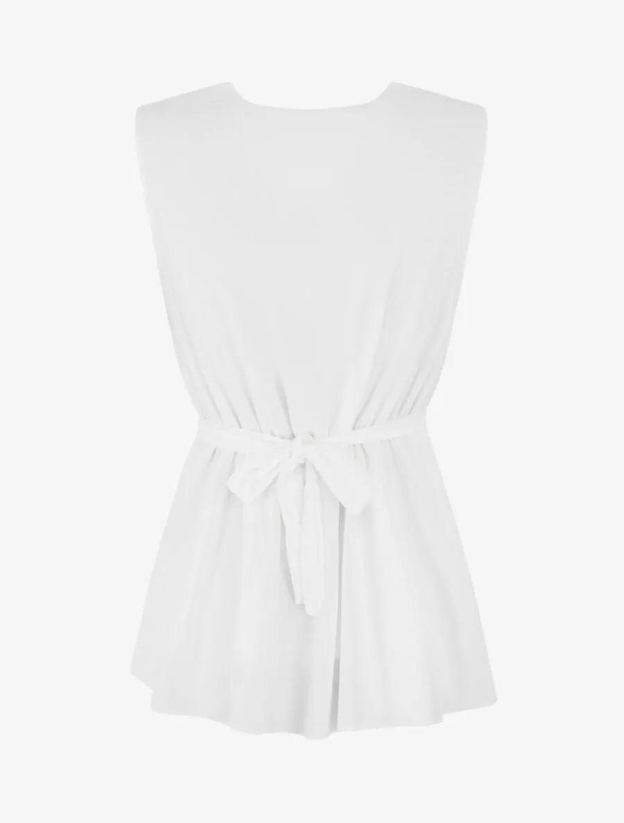 Top uni en voile élastiqué - Blanc