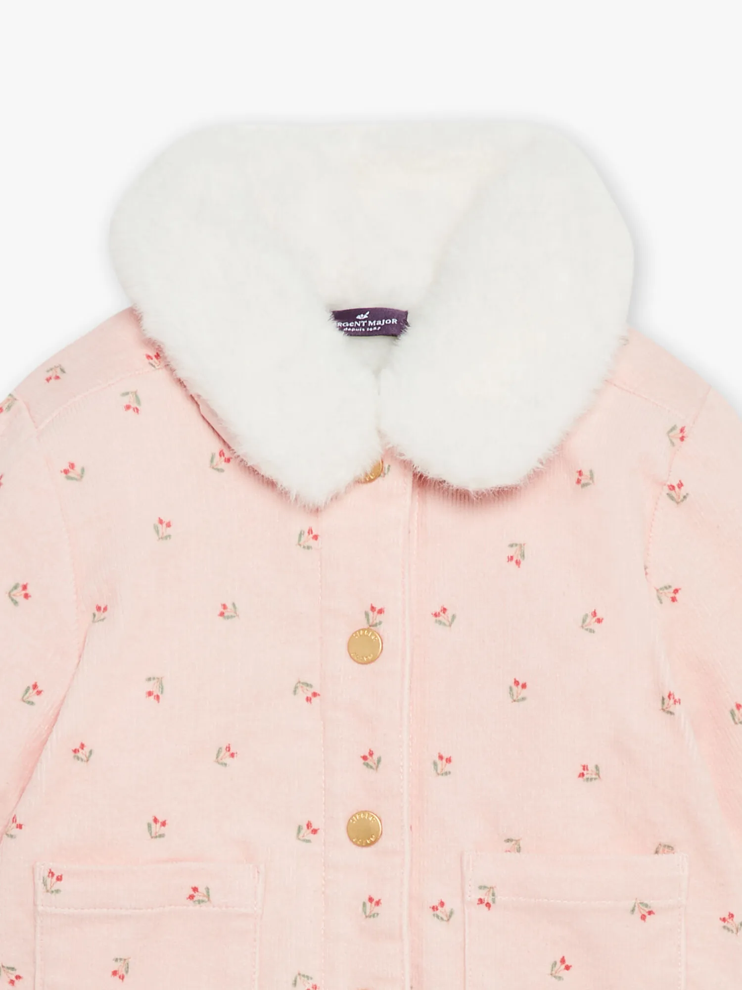 Veste 2 en 1 rose vintage en velours côtelé