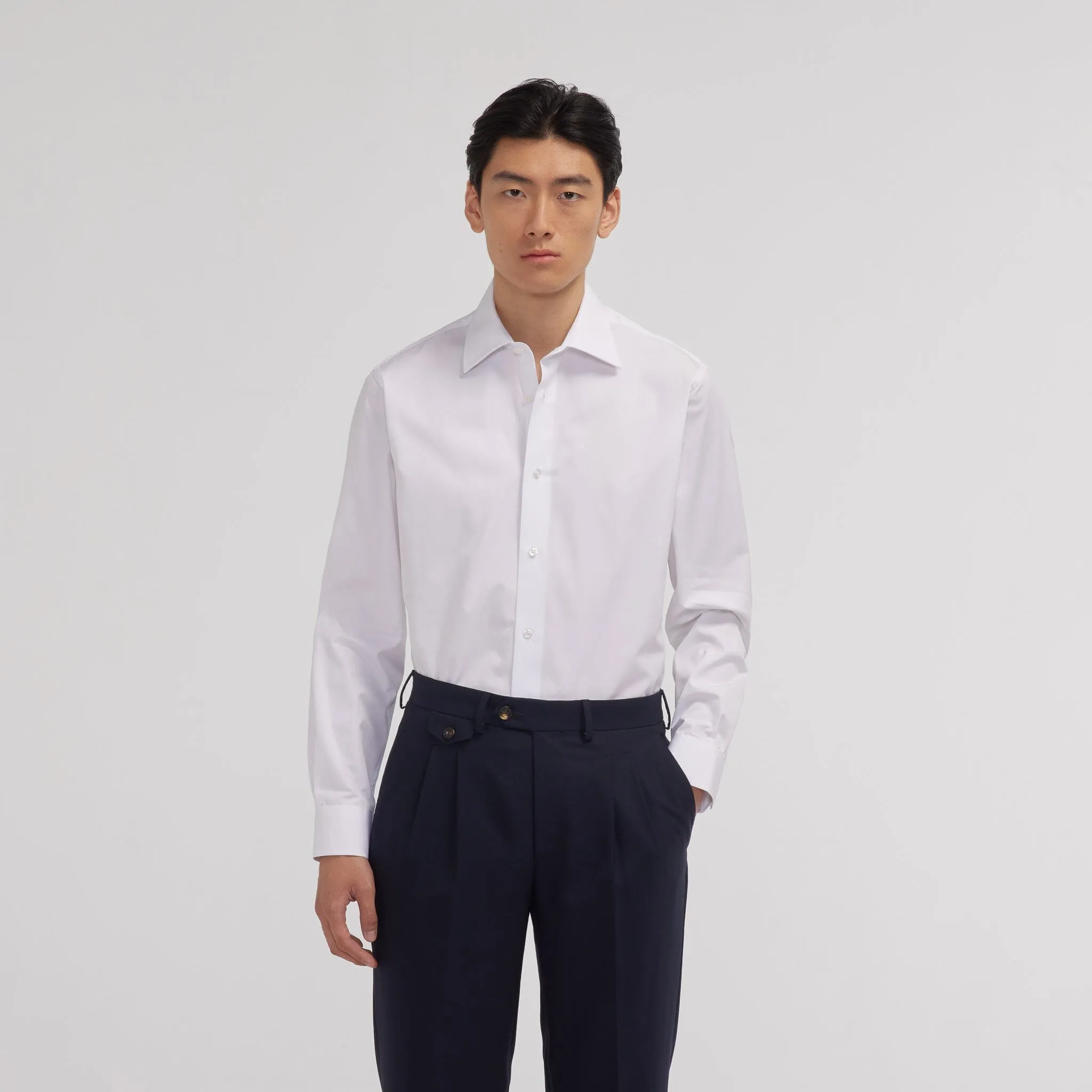 White double-twisted poplin shirt
